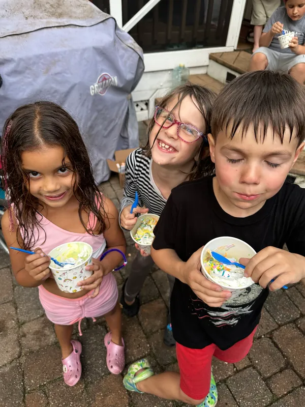 Homemade rainbow sherbet at out tie dye