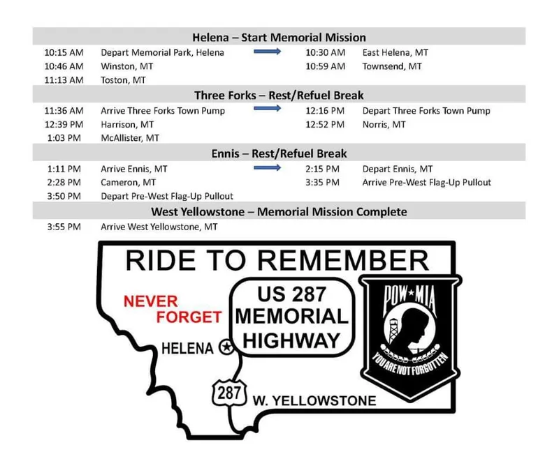 MT Ride to Remember - POW/MIA Ride with Zig, Leethal, Cory, Brandon, Scotty, Matt, Larry, Lee, Colter, Austin, and Steve.