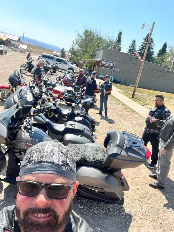 Livingston Stampede Poker Run 9/1/24 with Leethal, Larry, Colter, Sketch, Capt. Crunch, Mama Bear, and friends T. J., Dave, David, and Val.