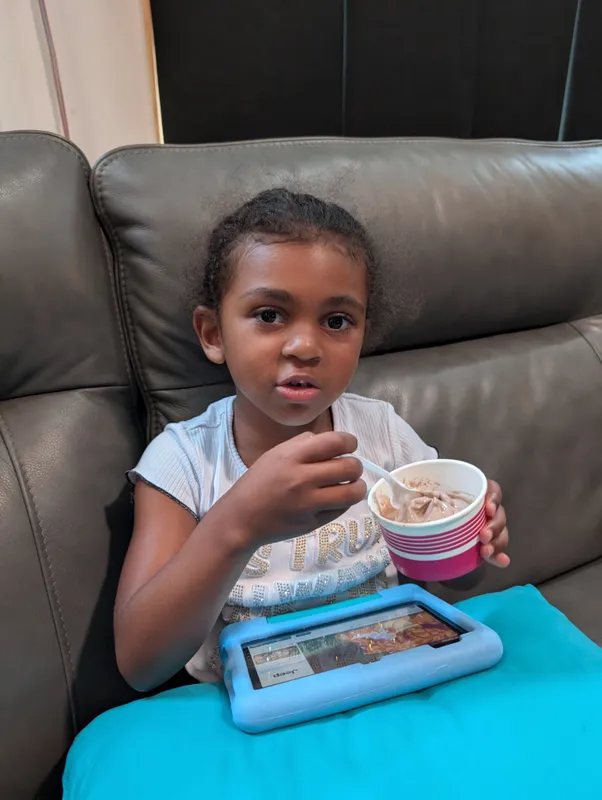 Symphony is celebrating her birthday with her favorite chocolate ice cream!!