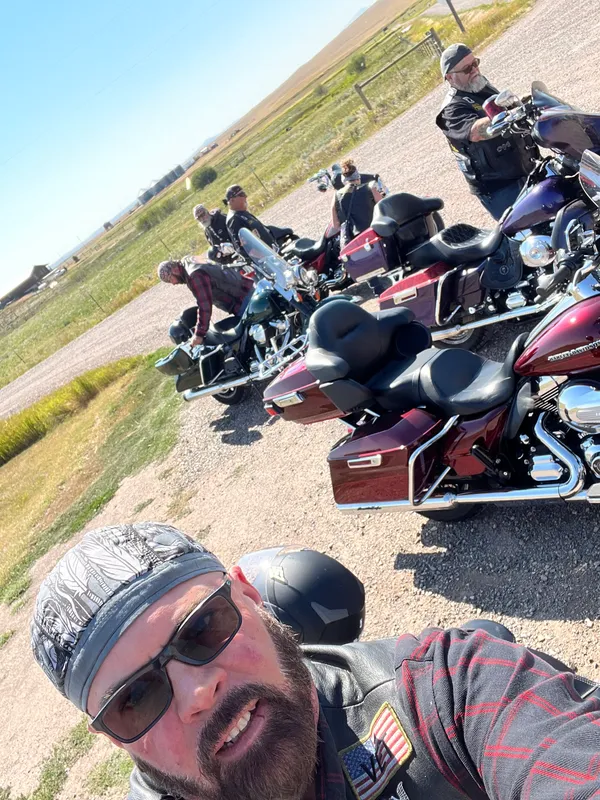 Livingston Stampede Poker Run 9/1/24 with Leethal, Larry, Colter, Sketch, Capt. Crunch, Mama Bear, and friends T. J., Dave, David, and Val.
